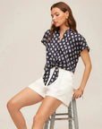 Maria Tie Front top Navy Tops - Blouses Fifteen Twenty