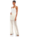 Gianna Crochet Pants Off White/Navy Pants - Trousers Fifteen Twenty