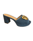 Merapi Denim Gold Chrome Sandals - Heeled Sandals Rupert Sanderson