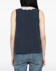 Tasao Silk Lace Camisole Navy Tops - Tanks Zadig & Voltaire