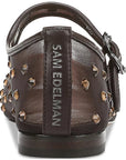 Michaela Mary Jane Flat Shine Brown Mesh Flats - Ballet Sam Edelman