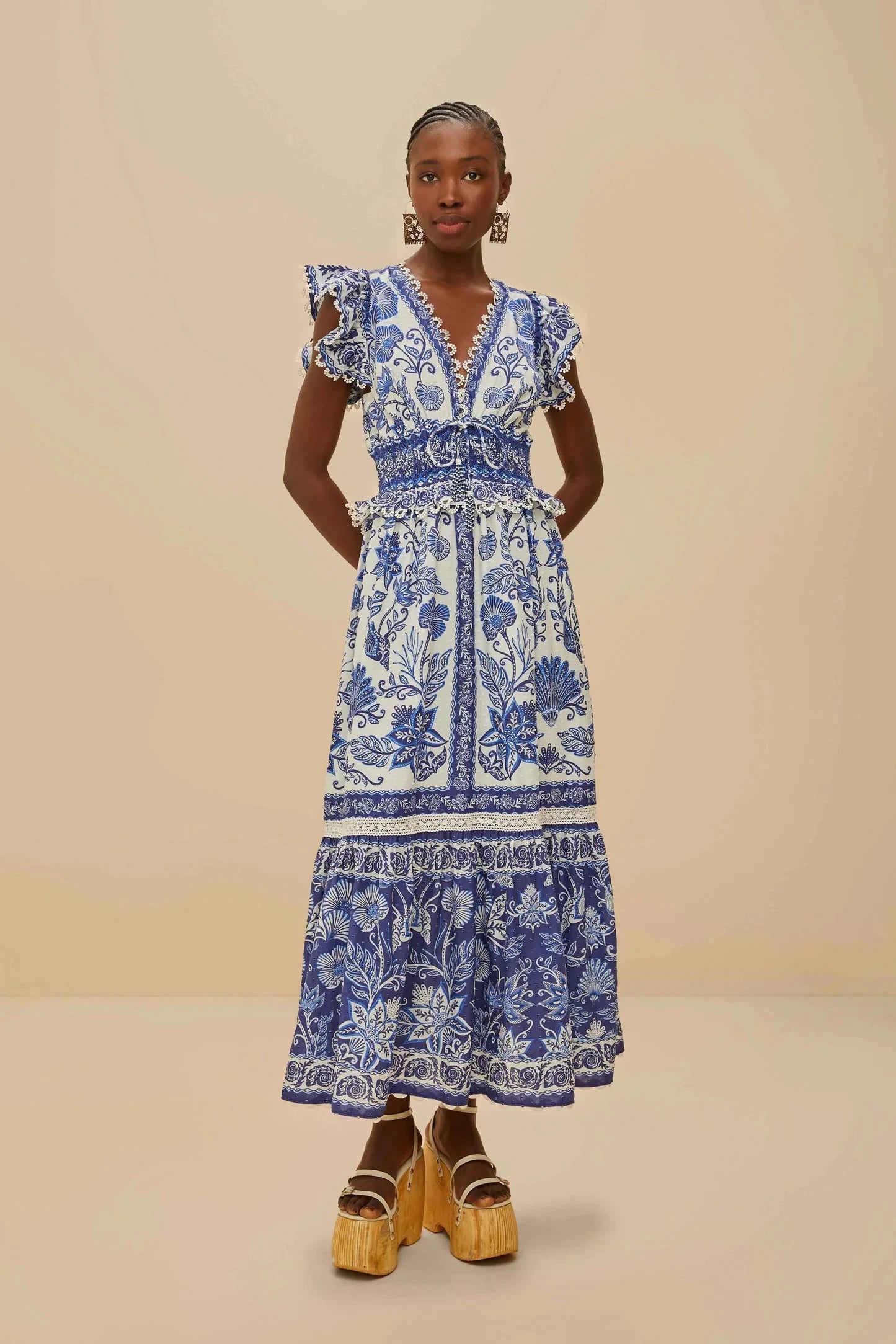 chinese dress ladies Farm Rio Belle Garden Lenzing Ecovero Viscose Maxi Dress