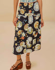 Trip Souvenir Mixed Buttons Midi Skirt Black Skirts - Midi Farm Rio