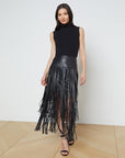 Karolina Maxi Fringe Skirt Black Skirts - Maxi L'Agence