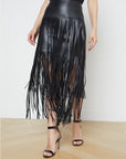 Karolina Maxi Fringe Skirt Black Skirts - Maxi L'Agence