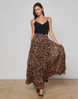 Torin Pleated Maxi Skirt Brown Multi Amur Leopard Skirts - Maxi L'Agence