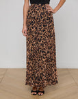 Torin Pleated Maxi Skirt Brown Multi Amur Leopard Skirts - Maxi L'Agence