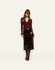 Makena Sequin Pencil Skirt Dark Espresso Skirts - Midi L'Agence
