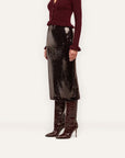 Makena Sequin Pencil Skirt Dark Espresso Skirts - Midi L'Agence
