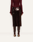 Makena Sequin Pencil Skirt Dark Espresso Skirts - Midi L'Agence