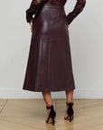 Robin Vegan Leather Midi Skirt Dark Malbec Skirts - Midi L'Agence