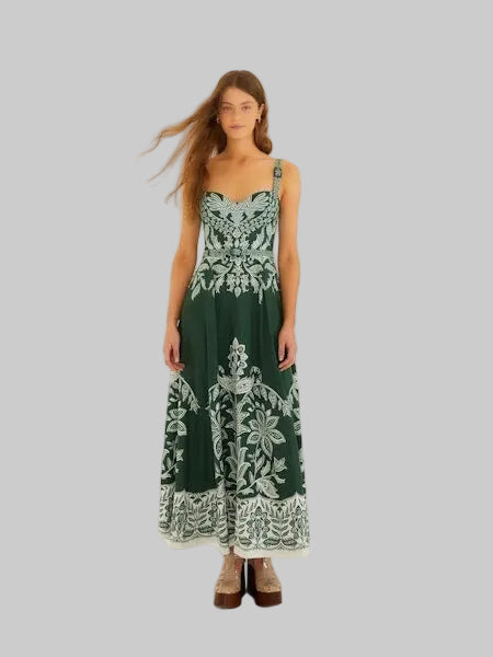 Miranda Belt Buckles Maxi Dress Dark Green – Peter Kate