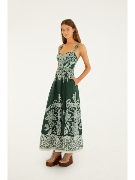 Miranda Belt Buckles Maxi Dress Dark Green  Peter Kate