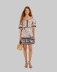 Floral Delhi Tapestry Mini Dress Light Pink Dresses - Short Farm Rio