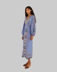 Garden Tapestry Long Sleeve Midi Dress Blue Embroidery Dresses - Midi Farm Rio