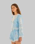 Romantic Richelieu Blouse Blue Tops - Blouses Farm Rio