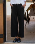 Riley Cropped Trouser Sweatpant Black Pants - Sweatpants Frank & Eileen
