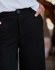 Riley Cropped Trouser Sweatpant Black Pants - Sweatpants Frank & Eileen