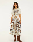 Equestrian Scarf Maxi Skirt Winter White