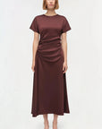 Marabella Satin Midi Dress Mahogany Dresses - Midi Simkhai