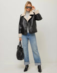 Tara Faux Shearling Jacket Black/ Cream Outerwear - Longsleeve Fifteen Twenty