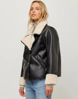 Tara Faux Shearling Jacket Black/ Cream Outerwear - Longsleeve Fifteen Twenty