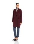 Row Brushed Coat Wine Outerwear - Longsleeve Fifteen Twenty