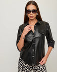 Anna Faux Leather Shirt Black