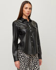 Anna Faux Leather Shirt Black