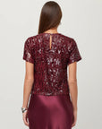 Stacey Sequin Top Merlot Tops - Blouses Fifteen Twenty