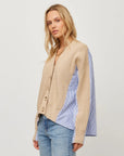 Celine Mixed Media Cardigan Oatmeal Sweater - Cardigans Fifteen Twenty