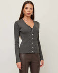 Bliss Scallop Edge Cardigan Charcoal