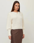 Lia Shirred Sleeve Sweater Cream Sweater - Crewneck Fifteen Twenty