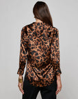 Dani Silk Blouse Brown Multi Amur Leopard Tops - Button Down L'Agence