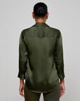 Dani Silk Blouse Deep Olive Tops - Button Down L'Agence