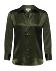 Dani Silk Blouse Deep Olive Tops - Button Down L'Agence