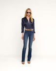 Dani 3/4 Sleeve Silk Blouse Midnight Tops - Blouses L'Agence