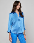 Dani Silk Blouse Regatta Blue Tops - Button Down L'Agence