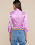 Dani 3/4 Sleeve Silk Blouse Vivid Violet Tops - Button Down L'Agence