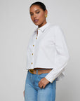 Cosette Crop Hi Low Shirt White Gold Wax Stamp Tops - Button Down L'Agence