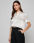 Ellah Short Sleeve Blouse Ivory Tops - Button Down L'Agence