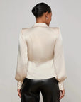 Bernice Satin Wrap Blouse Champagne Tops - Blouses L'Agence