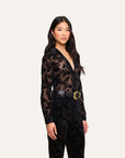 Laurent Velvet Blouse Black Butterfly Tops - Blouses L'Agence