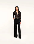Laurent Velvet Blouse Black Butterfly Tops - Blouses L'Agence