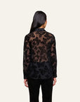 Laurent Velvet Blouse Black Butterfly Tops - Blouses L'Agence