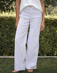 Limerick Wide Leg Carpenter Pant Navy White Stripe Pants - Trousers Frank & Eileen