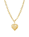 Gold 20" Oval Cable Chain Necklace Large Hollow Heart Charm Necklaces Marlyn Schiff