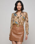 Nina Dark Cappuccino Multi Equestrian Saddle Tops - Button Down L'Agence