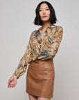 Nina Dark Cappuccino Multi Equestrian Saddle Tops - Button Down L'Agence
