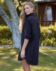 Mary Classic Shirtdress Textured Flowers Black Skirts - Midi Frank & Eileen
